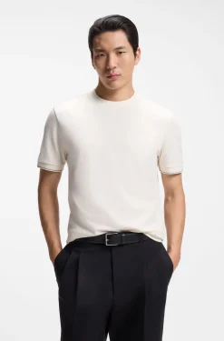 Structured-cotton T-shirt with cuff stripes