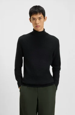 Structured-knit rollneck sweater in cotton