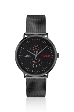 Style black-plated watch with mesh bracelet