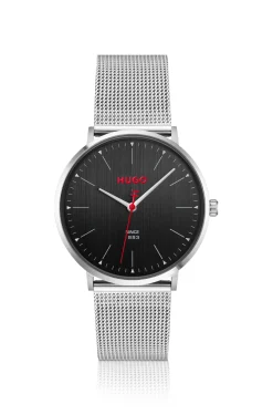 #Style 3H black-dial watch with mesh bracelet