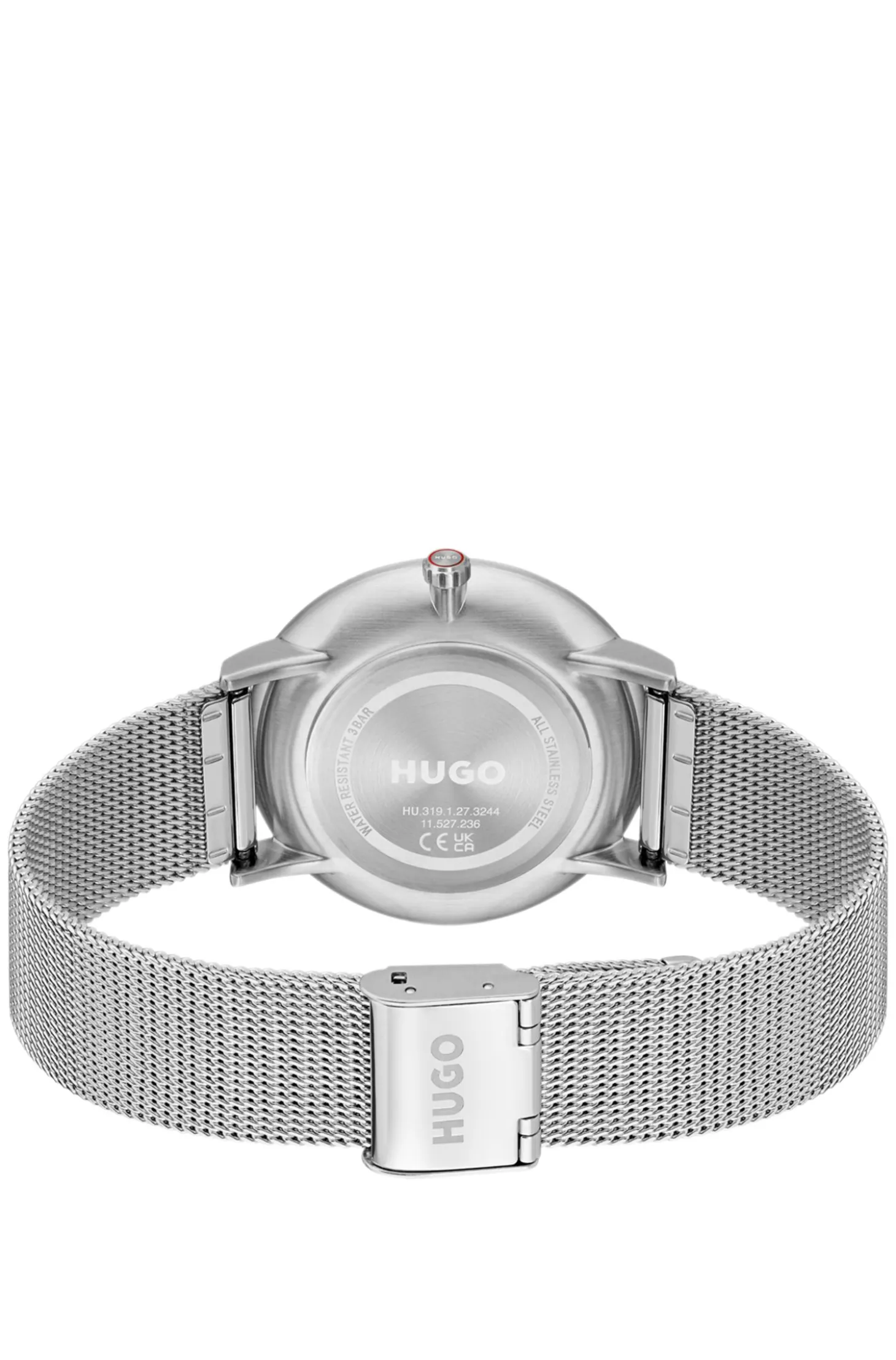 Style silver-tone watch with blue dial
