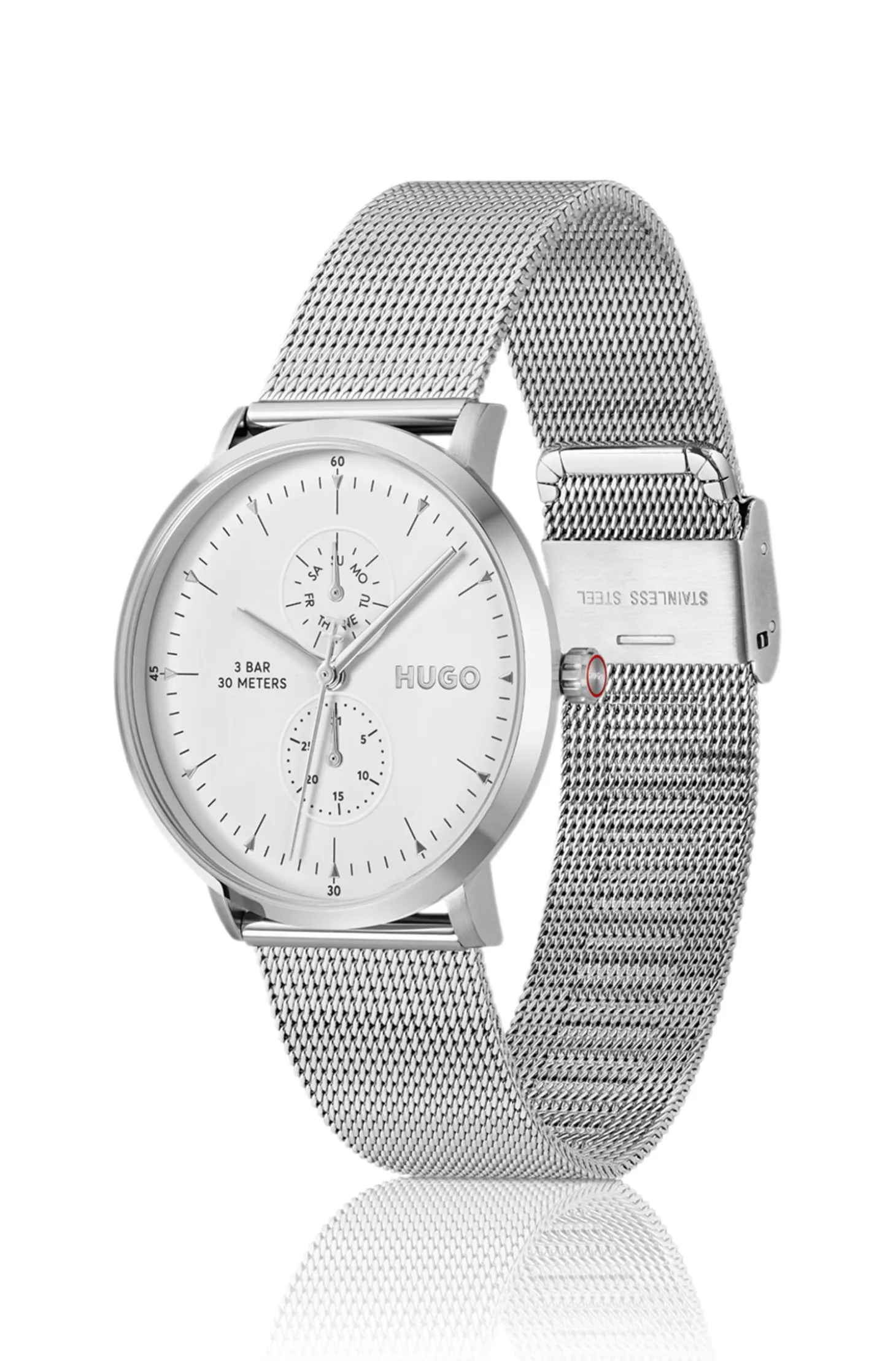 Style silver-tone watch with white dial