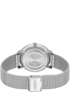 Style silver-tone watch with white dial