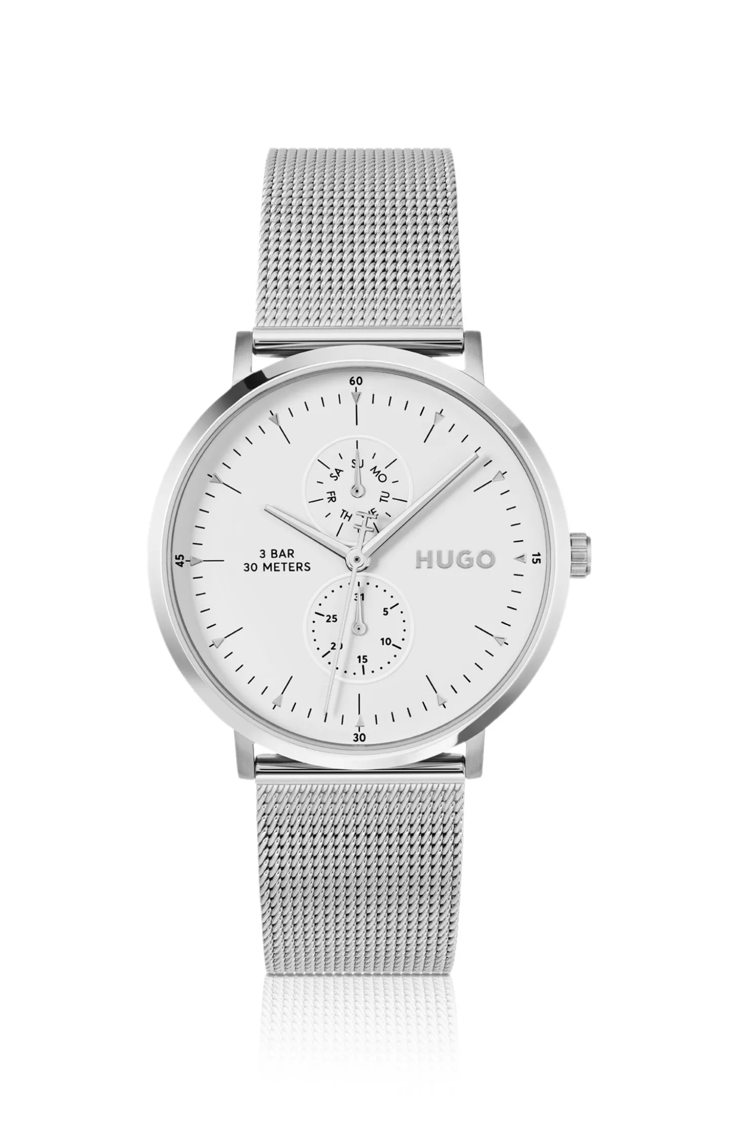 Style silver-tone watch with white dial