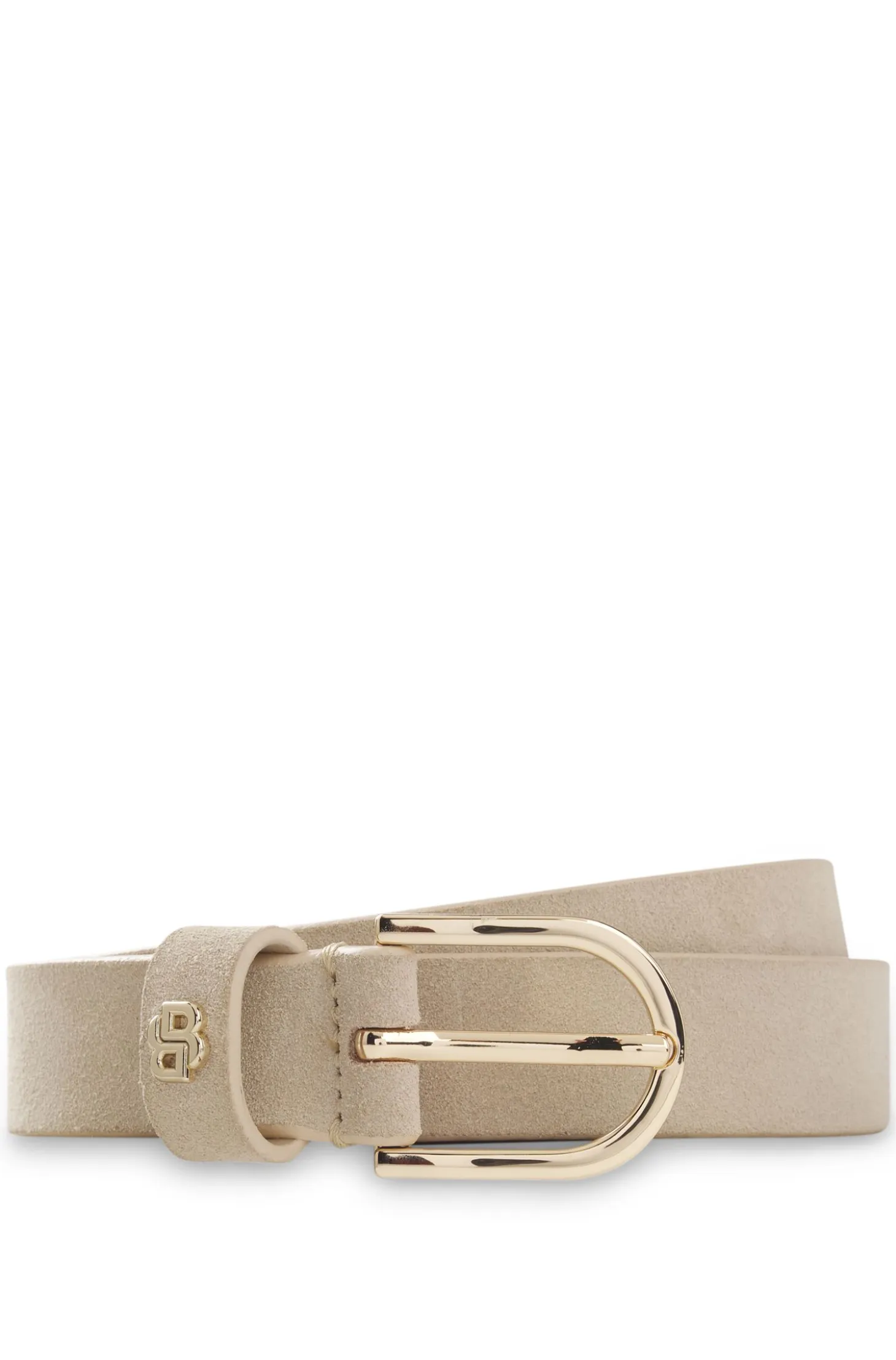 Suede belt with gold-tone Double B monogram