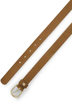Suede belt with gold-tone Double B monogram