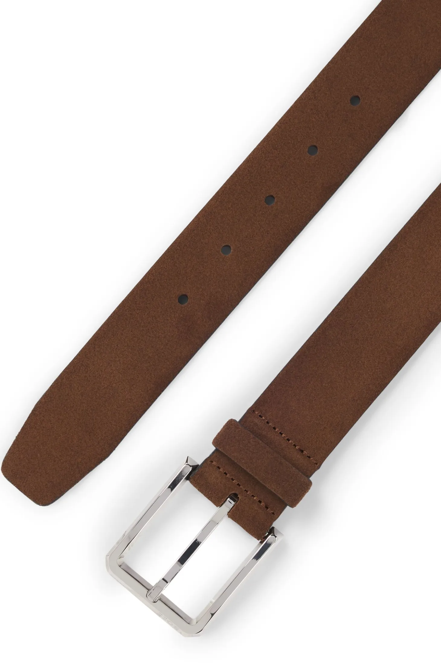 Suede belt with silver-tone buckle