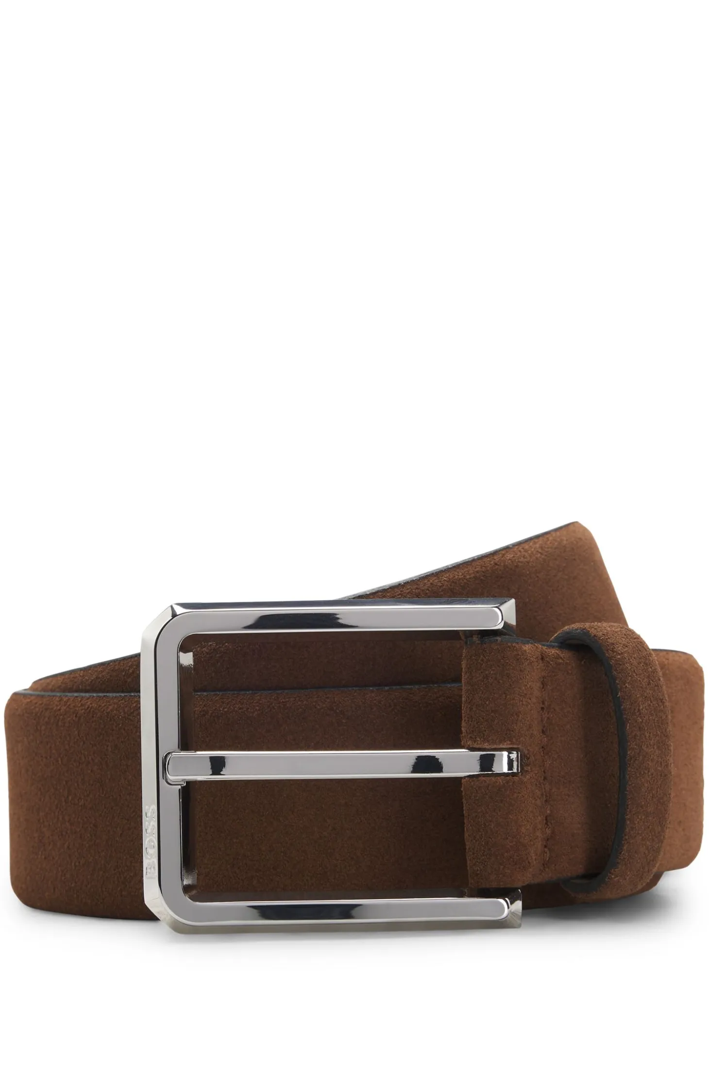 Suede belt with silver-tone buckle