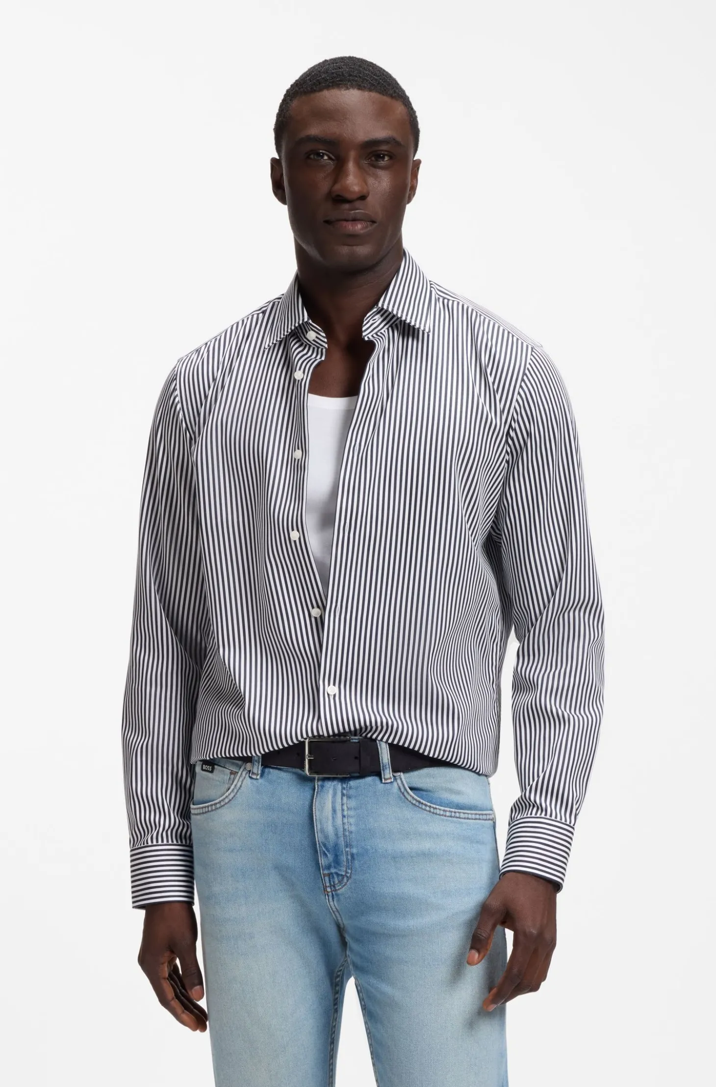Suede belt with silver-tone buckle