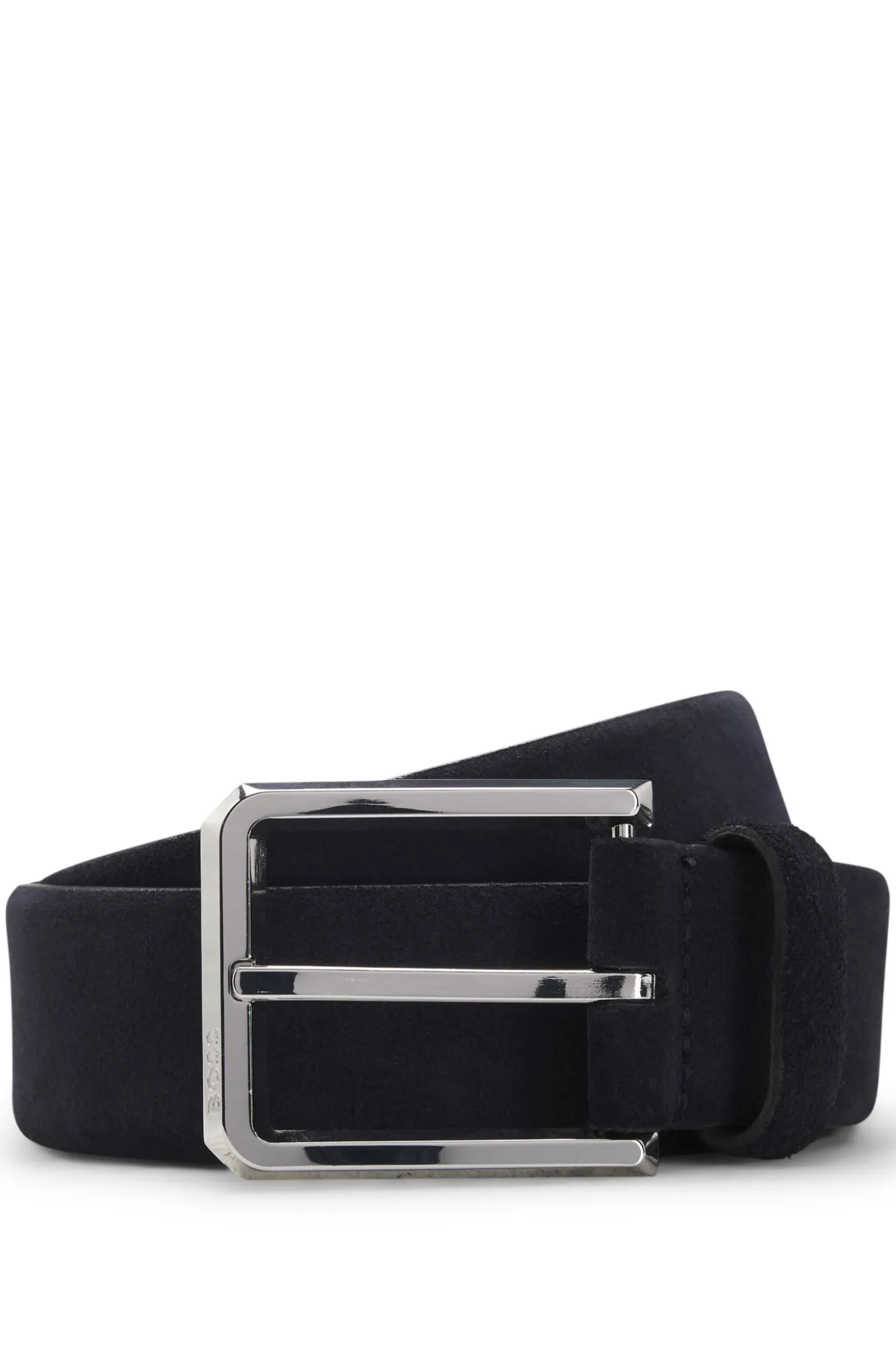 Suede belt with silver-tone buckle