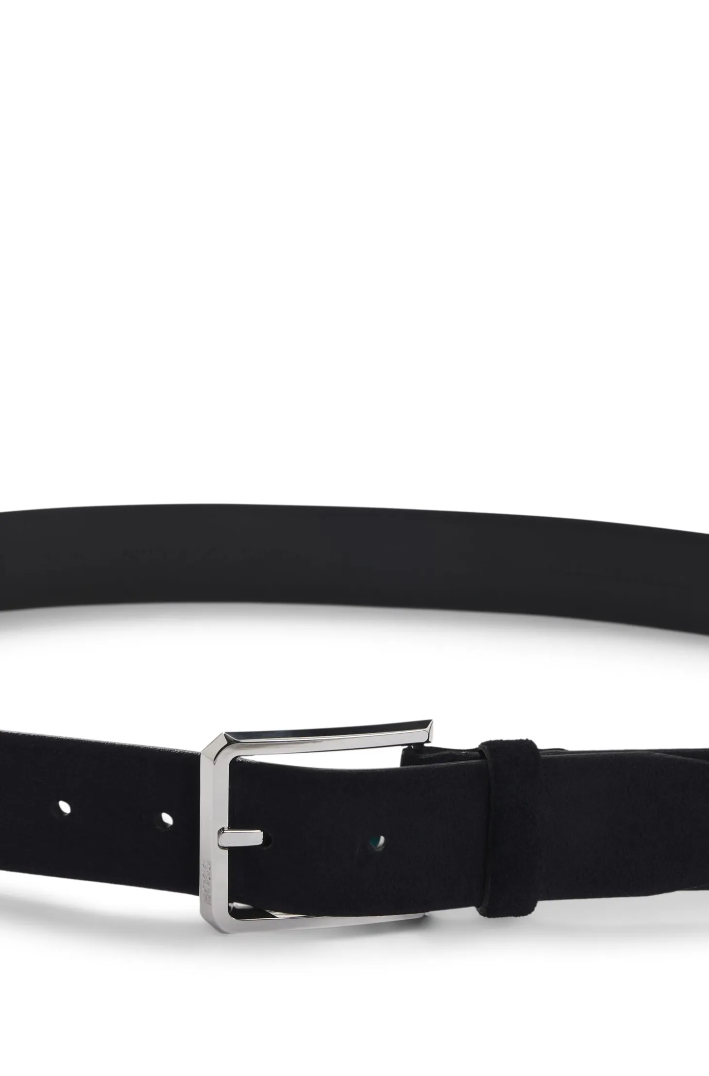 Suede belt with silver-tone buckle