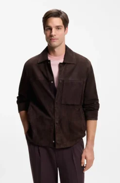 Suede jacket with press-stud closure