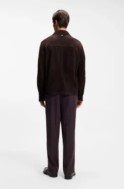 Suede jacket with press-stud closure