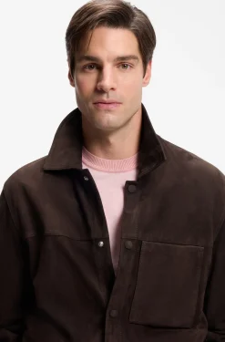 Suede jacket with press-stud closure