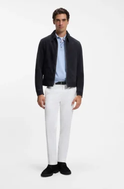Suede leather jacket with zip closure