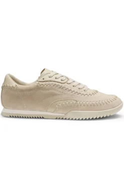 Suede-leather trainers with whipstitching