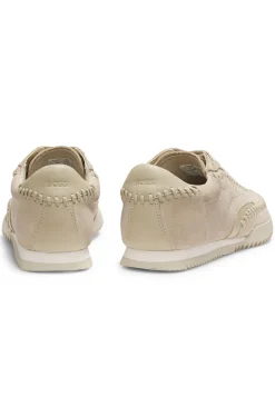 Suede-leather trainers with whipstitching