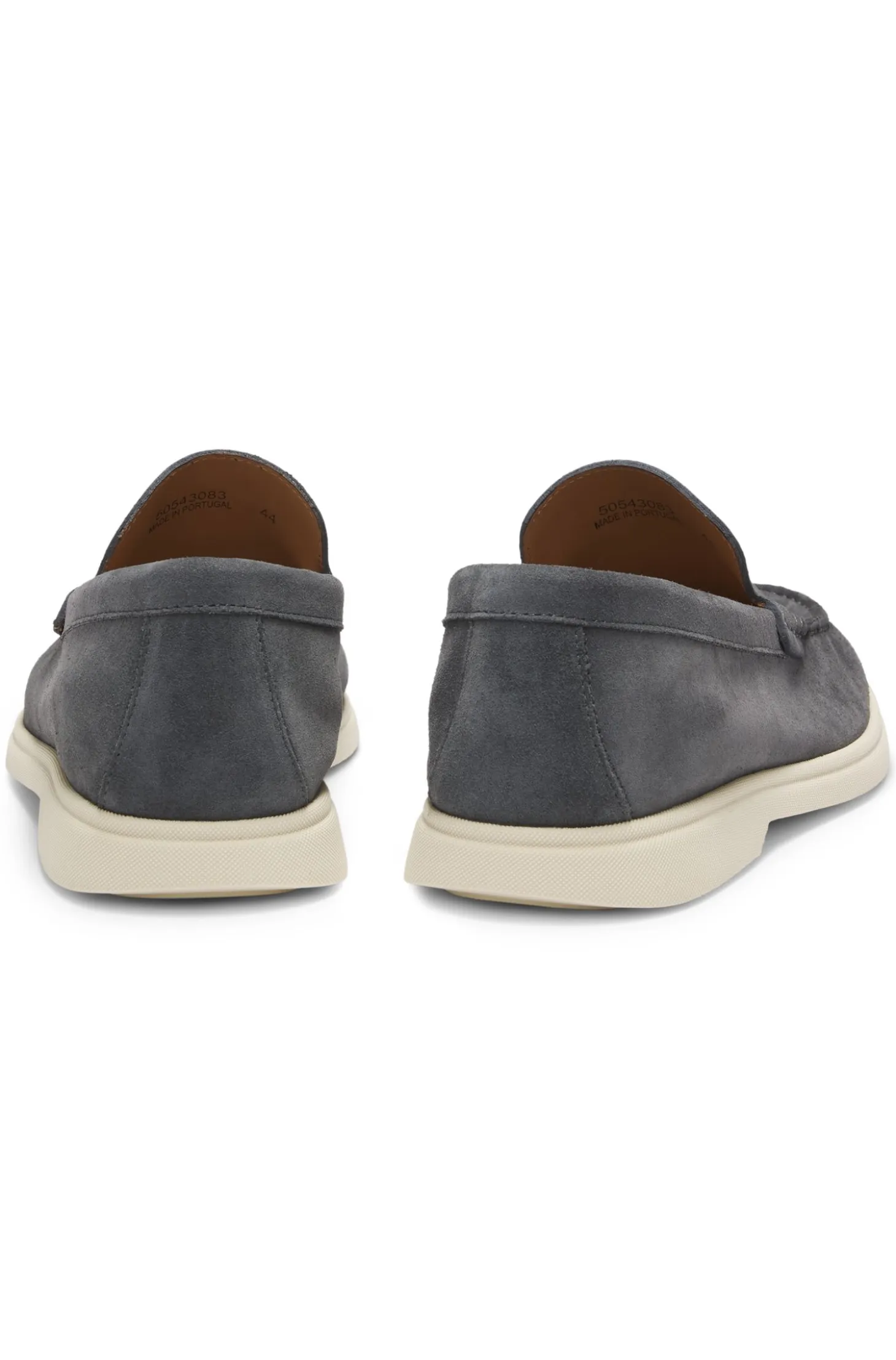 Suede loafers with embossed logo