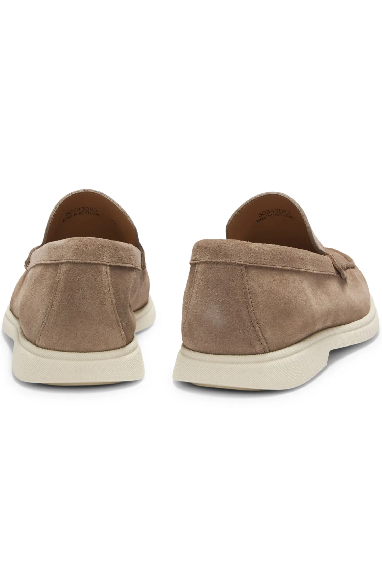 Suede loafers with embossed logo