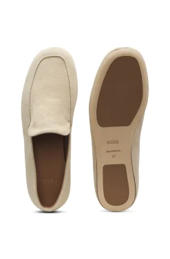 Suede loafers with leather outsole
