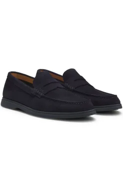 Suede loafers with logo penny trim