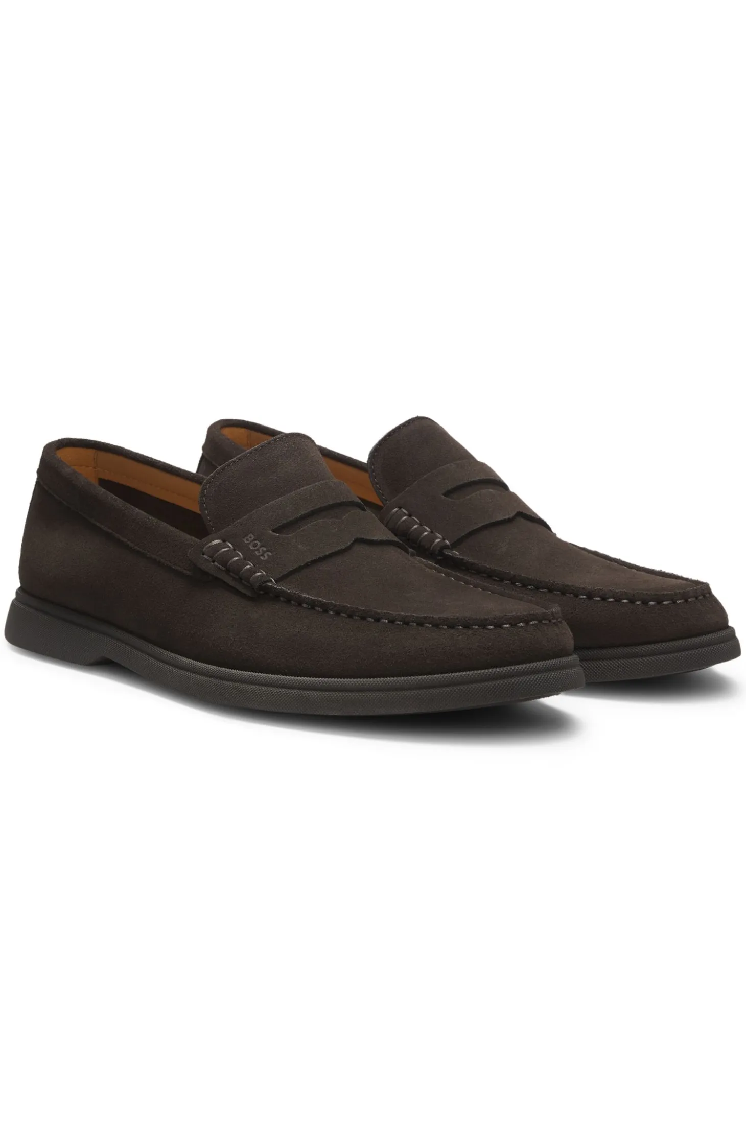 Suede loafers with logo penny trim