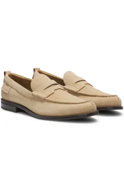 Suede loafers with penny trim