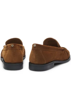 Suede loafers with ruched detail