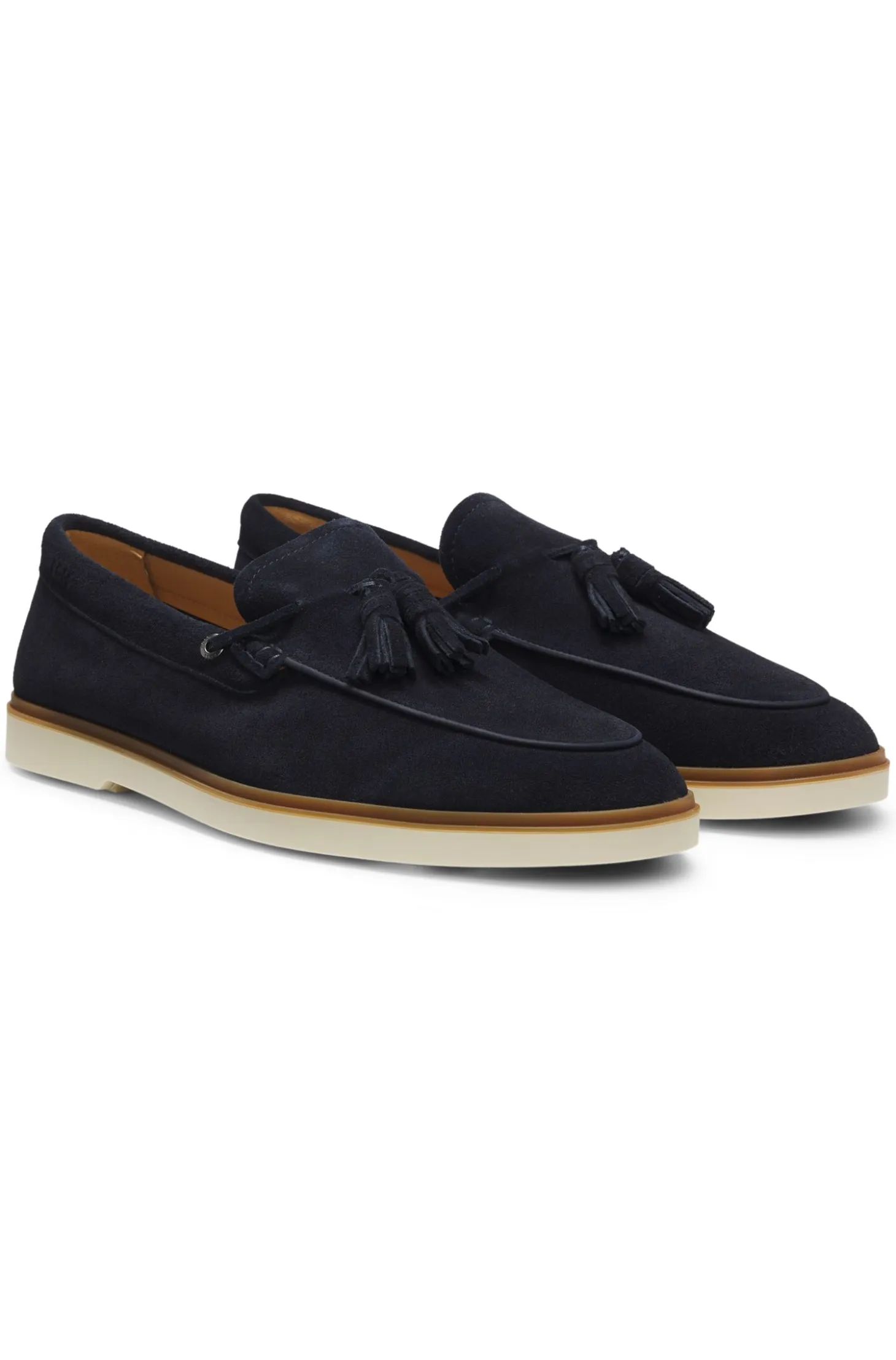 Suede loafers with tassel trim