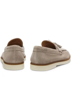 Suede loafers with tassel trim