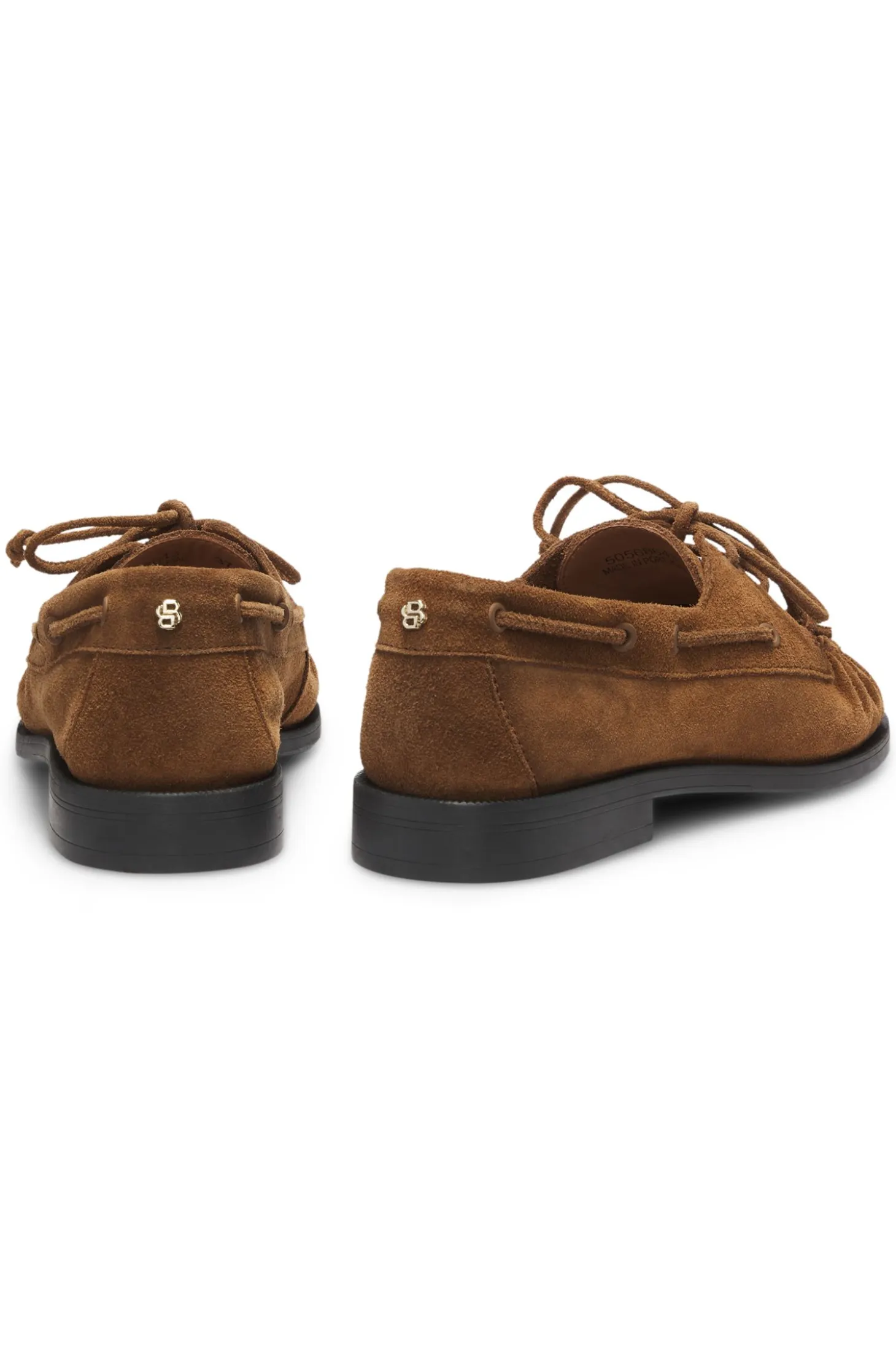 Suede moccasins with hand-stitched apron toe