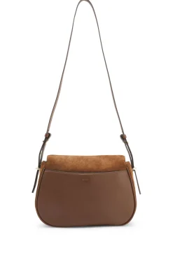 Suede saddle bag with Double B monogram