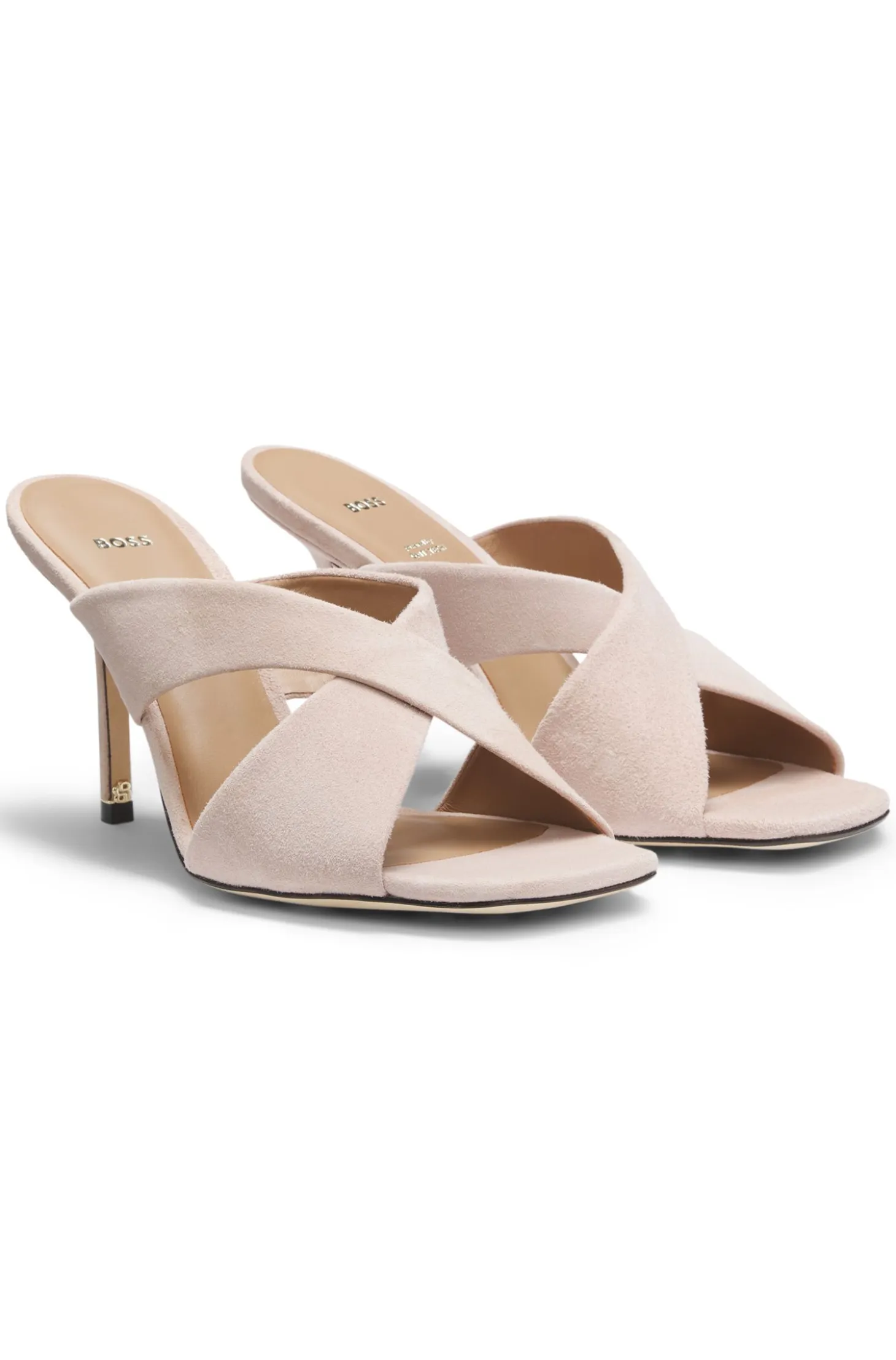 Suede sandals with crossover straps