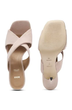 Suede sandals with crossover straps