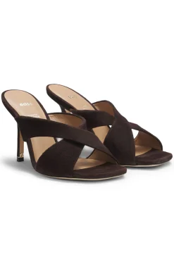 Suede sandals with crossover straps