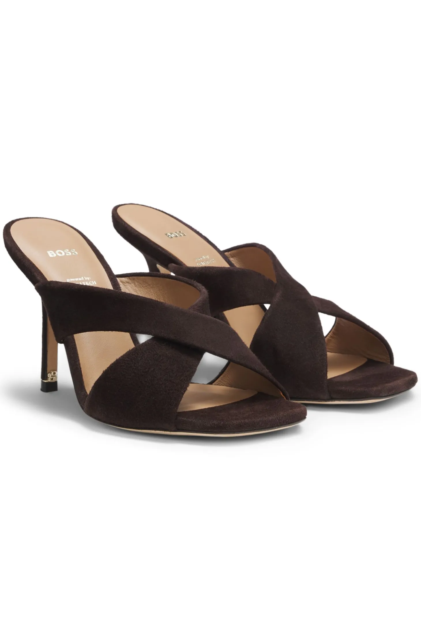 Suede sandals with crossover straps