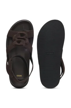 Suede sandals with Double B monogram