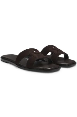 Suede slides with stitched Double B monogram