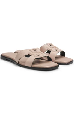Suede slides with stitched Double B monogram