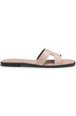 Suede slides with stitched Double B monogram