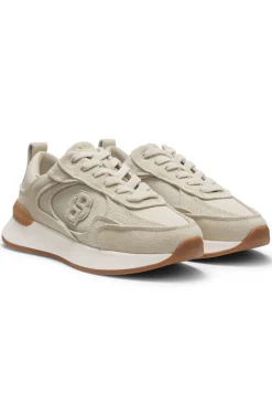 Suede trainers with Double B monogram