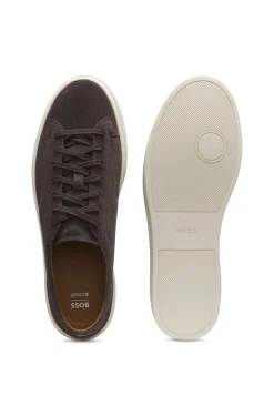 Suede trainers with embossed logo