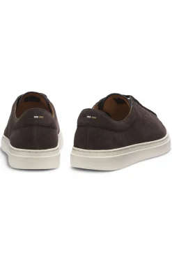 Suede trainers with embossed logo