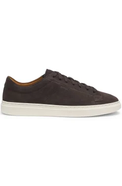 Suede trainers with embossed logo
