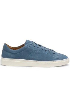 Suede trainers with embossed logo
