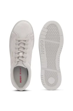 Suede trainers with gold-tone foil logo