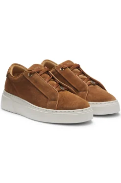 Suede trainers with hidden wedge