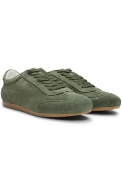 Suede trainers with logo details