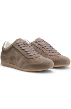 Suede trainers with logo details