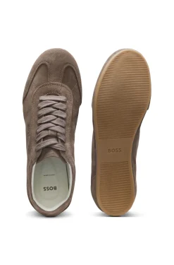 Suede trainers with logo details